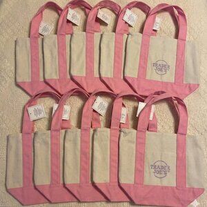 LOT OF 10! NEW!! Pink Pastel Trader Joe's Mini Canvas Tote Bags